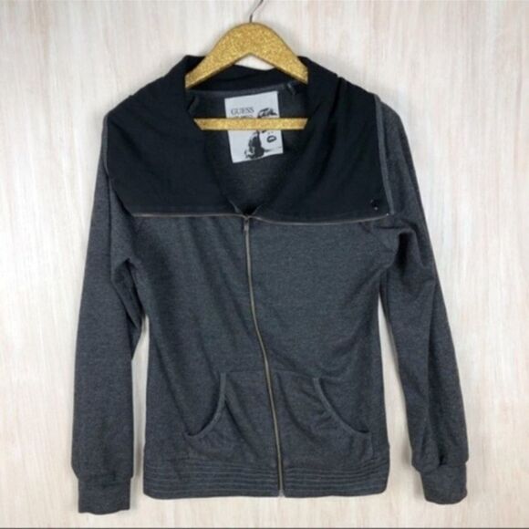 Guess Gray Cowl Funnel Full Zip Jacket M - Picture 1 of 7